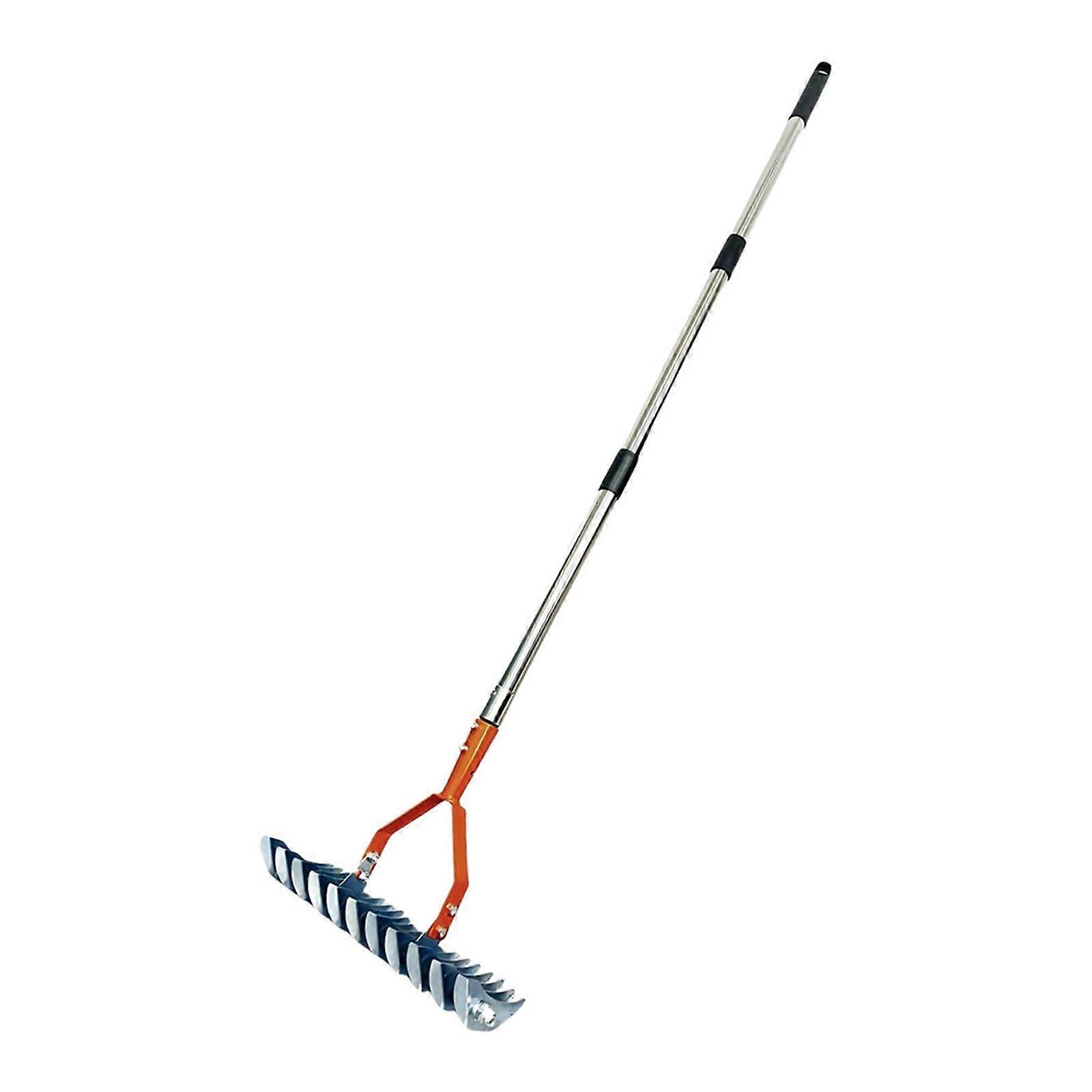 Lawn Dethatching Rake with Detachable Head, Multi‑Purpose Garden Leaf Rake and Orange Soil Aerator