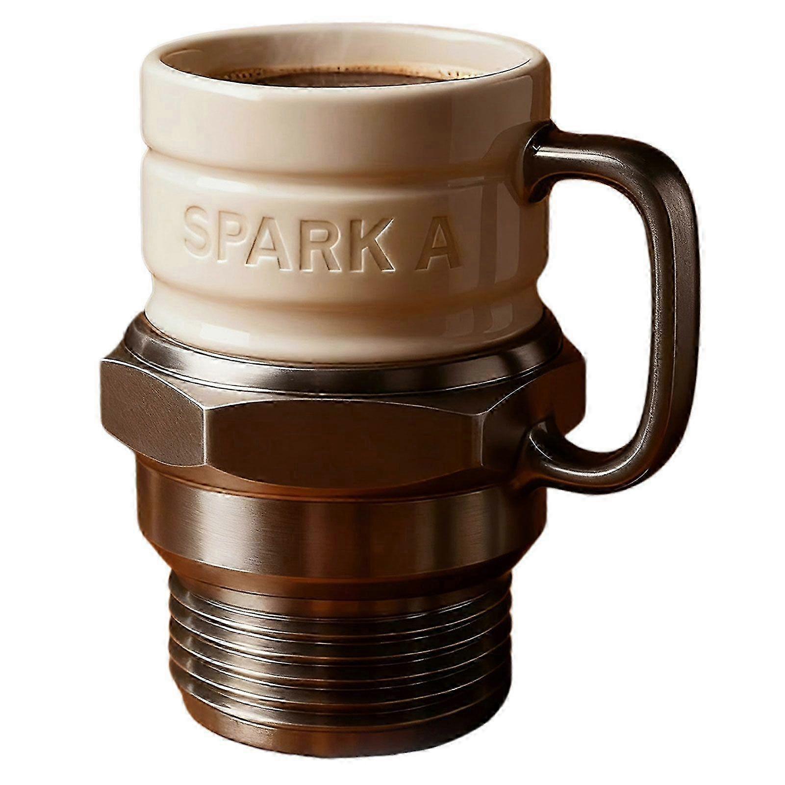 Spark Plug Shaped Mug for Mechanics - Ceramic Engine Themed Coffee Cup