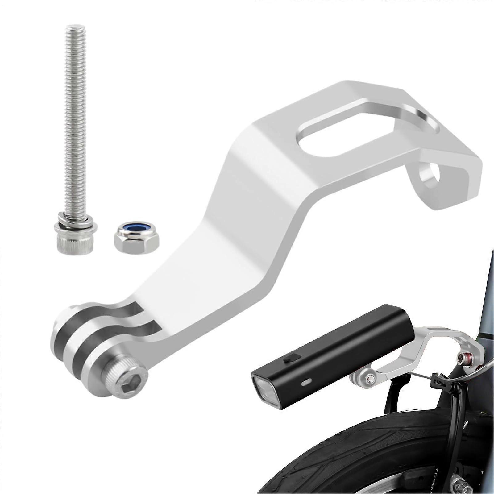 Bicycle Headlight Bracket Adjustable Fork Mount Weatherproof Aluminum Lightweight 42g Silver
