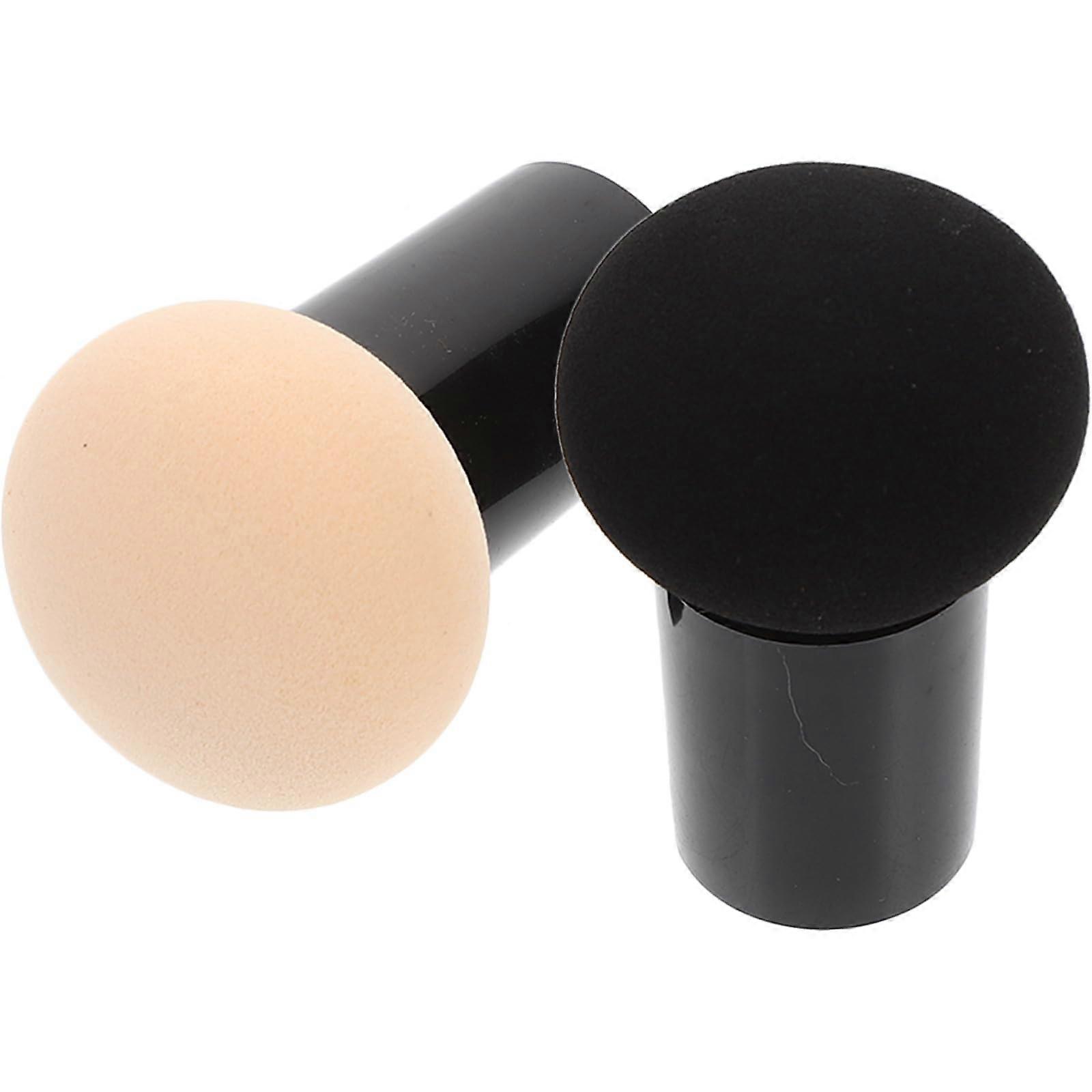 2Pcs Makeup Sponge Set Dual Use Cosmetic Puff for Wet and Dry Foundation Concealer Blending Black and Pink