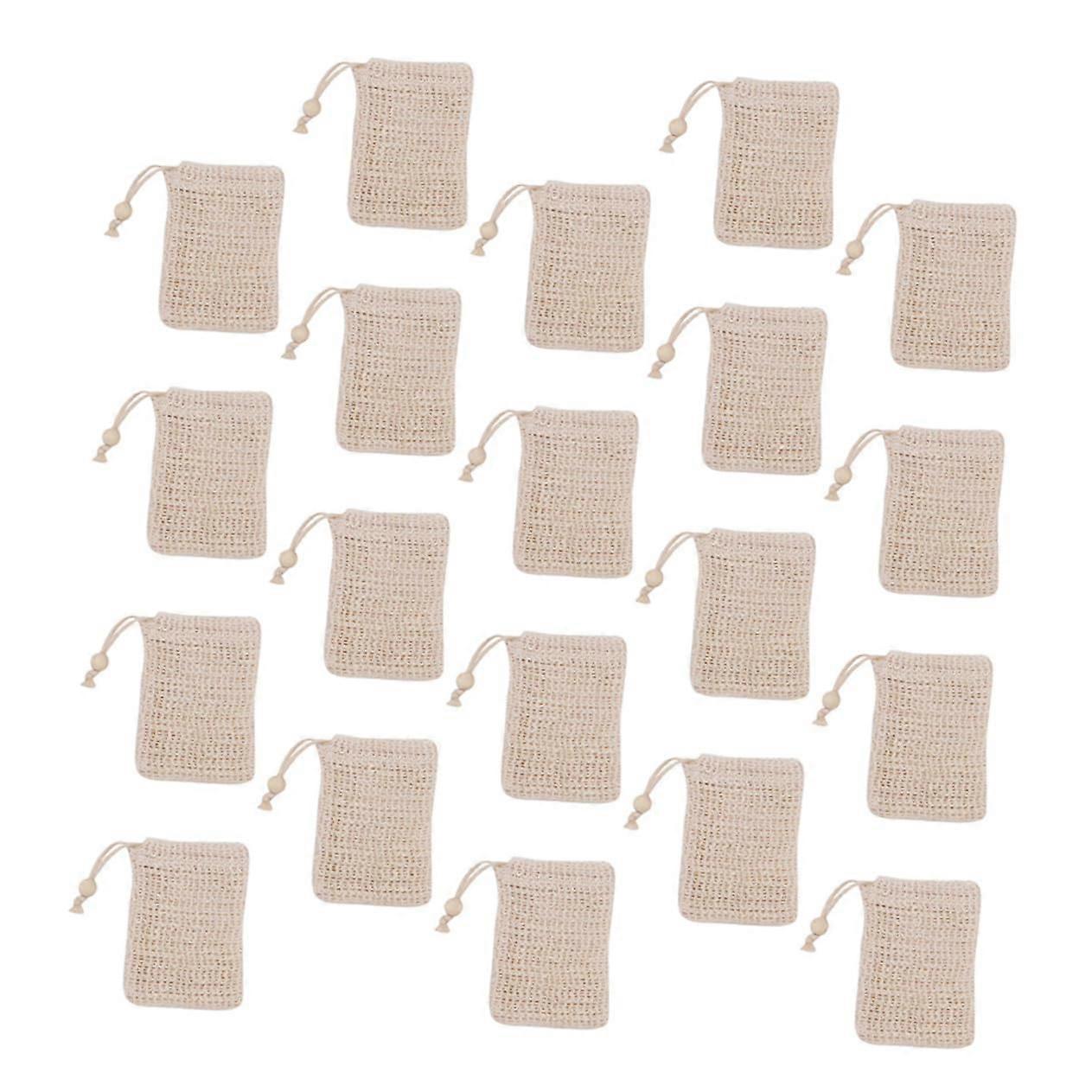 20Pcs Exfoliating Soap Saver Bag with Drawstring, Cotton Linen Mesh Pouch for Shower and Bath
