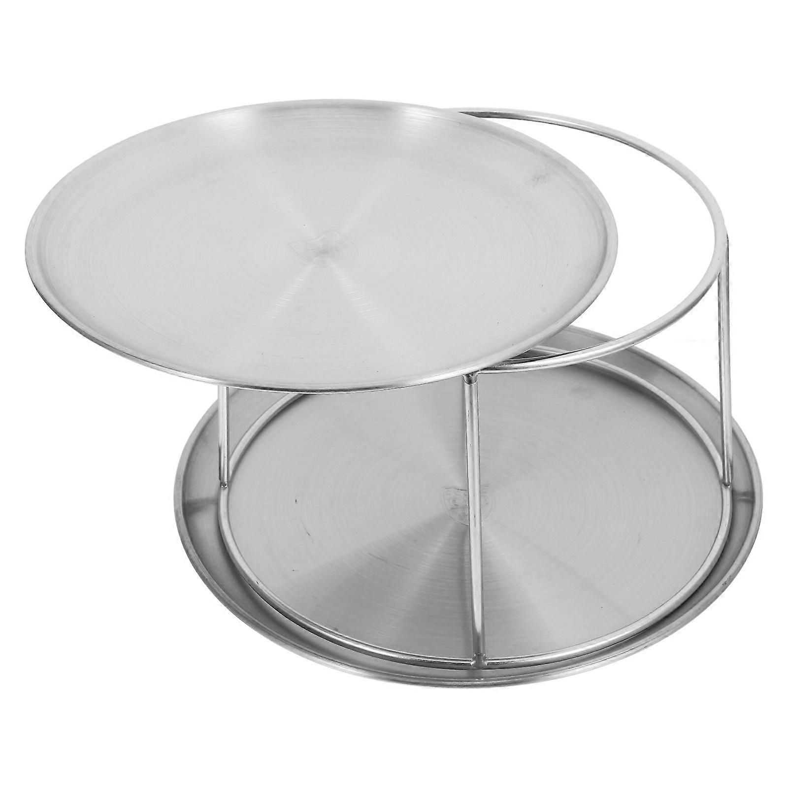 Silver Seafood Holder for Kitchen Use 1Set Double Layer Stainless Steel Platter