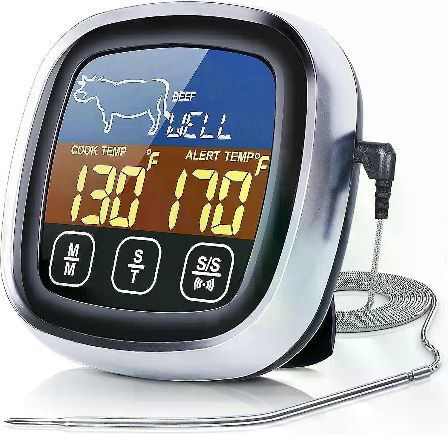 Upgraded Digital Meat Thermometer Touchscreen Instant Read Food Thermometer with Handle Probe LCD Large Display Timer