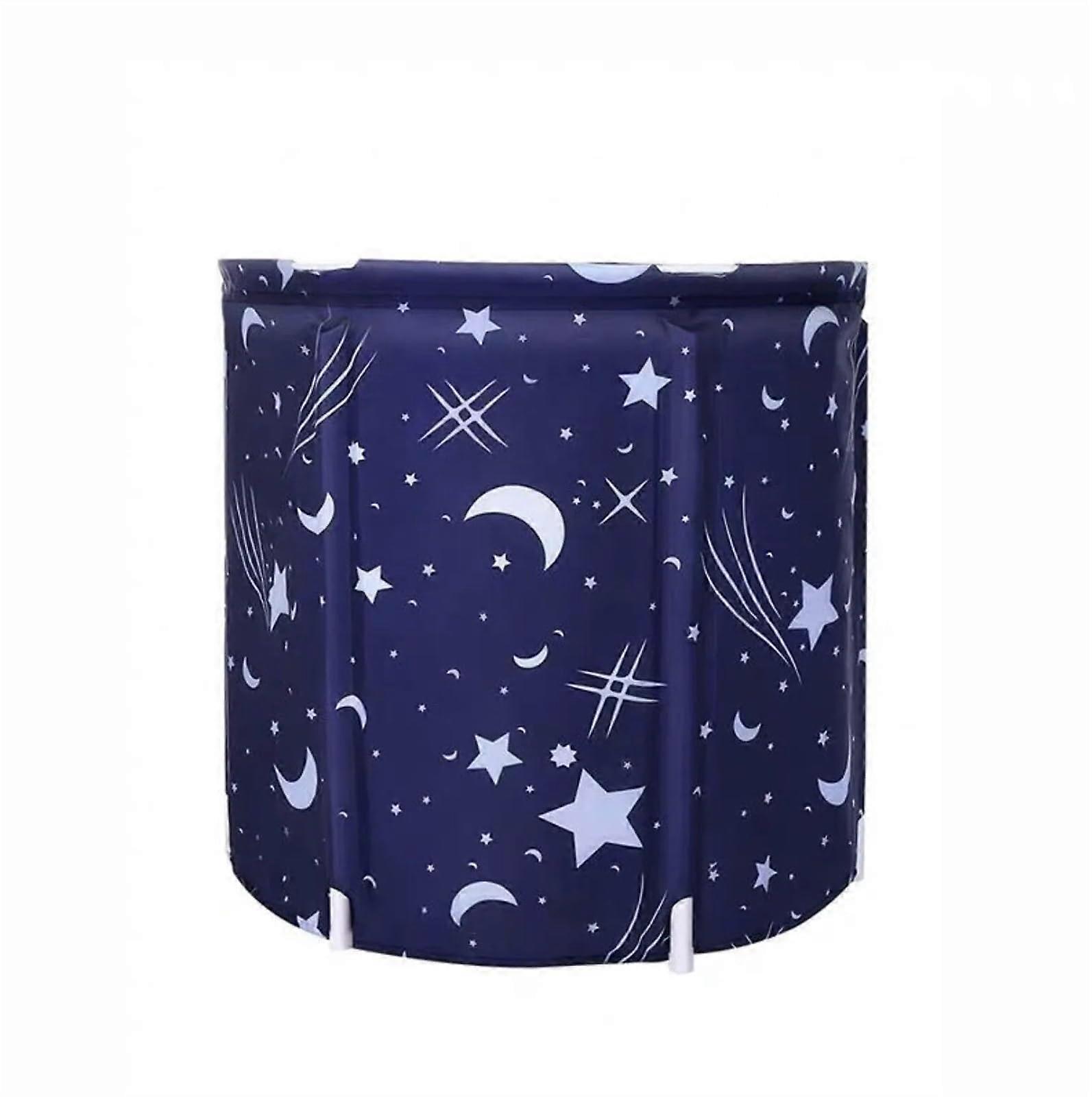 Portable Foldable Bathtub Thickened Plastic For Adults Blue Home Use With Single Massage Function