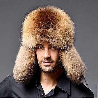 Warm Thickened Faux Fur Ushanka Hat for Men Winter Outdoor with Ear Protection Russian Bomber Cap Fur Beanie Cold Weather Hat