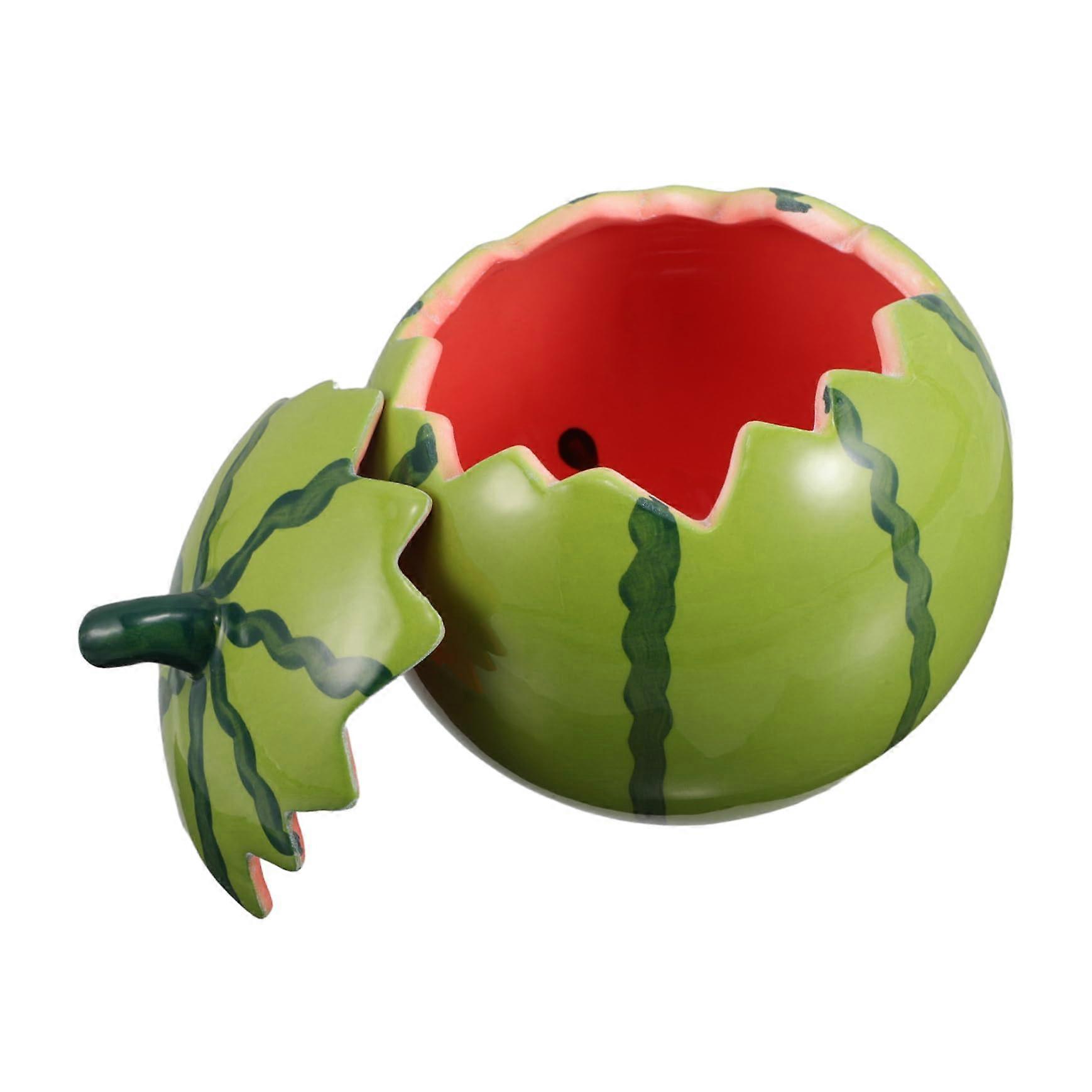 Watermelon Ceramic Bowl with Lid for Soup Rice Noodles Snacks and Decorative Serving Use