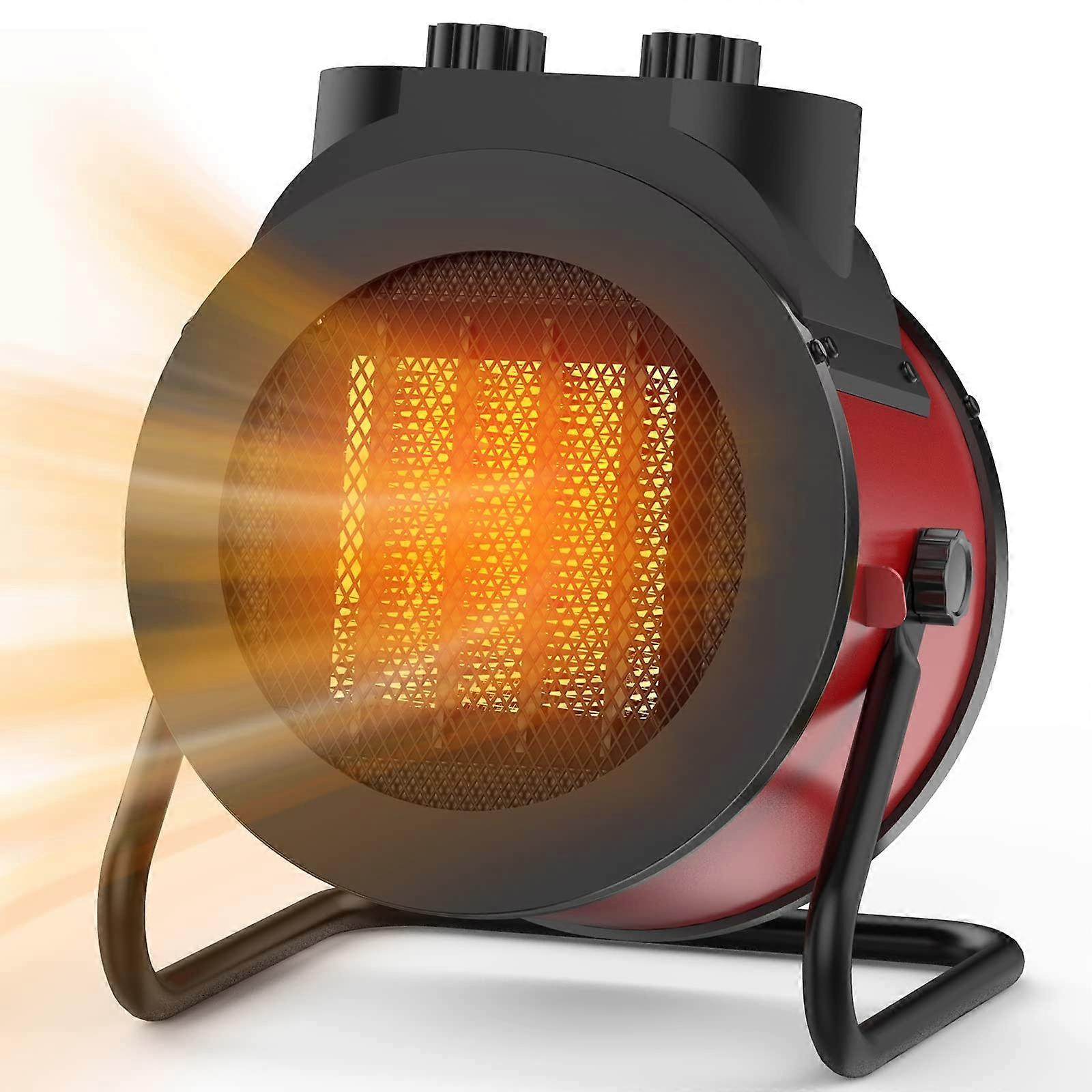 1500W Ceramic Space Heater with Fast Heating, Overheat Protection and WideAngle Oscillation for Office and Home (Red)