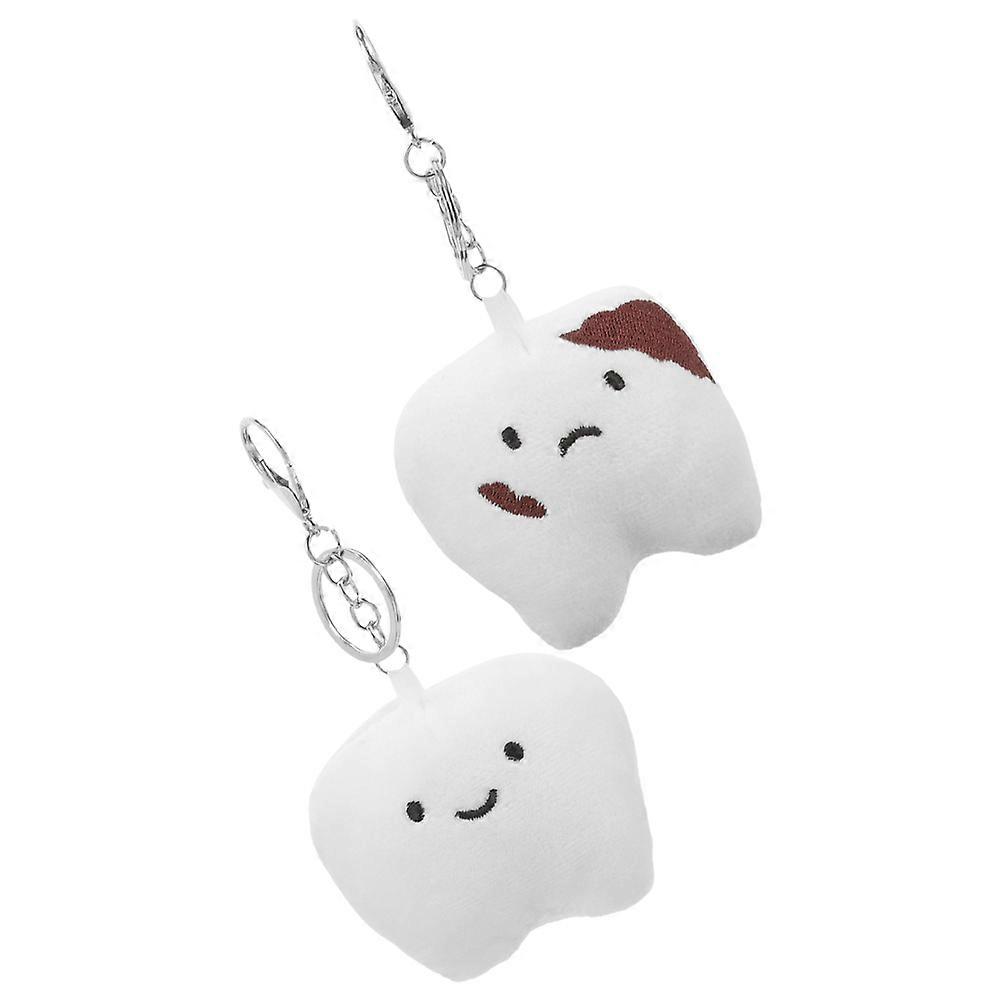 Plush Tooth Keychains Fluffy Keychain for Bag Charming 2Pcs Pack