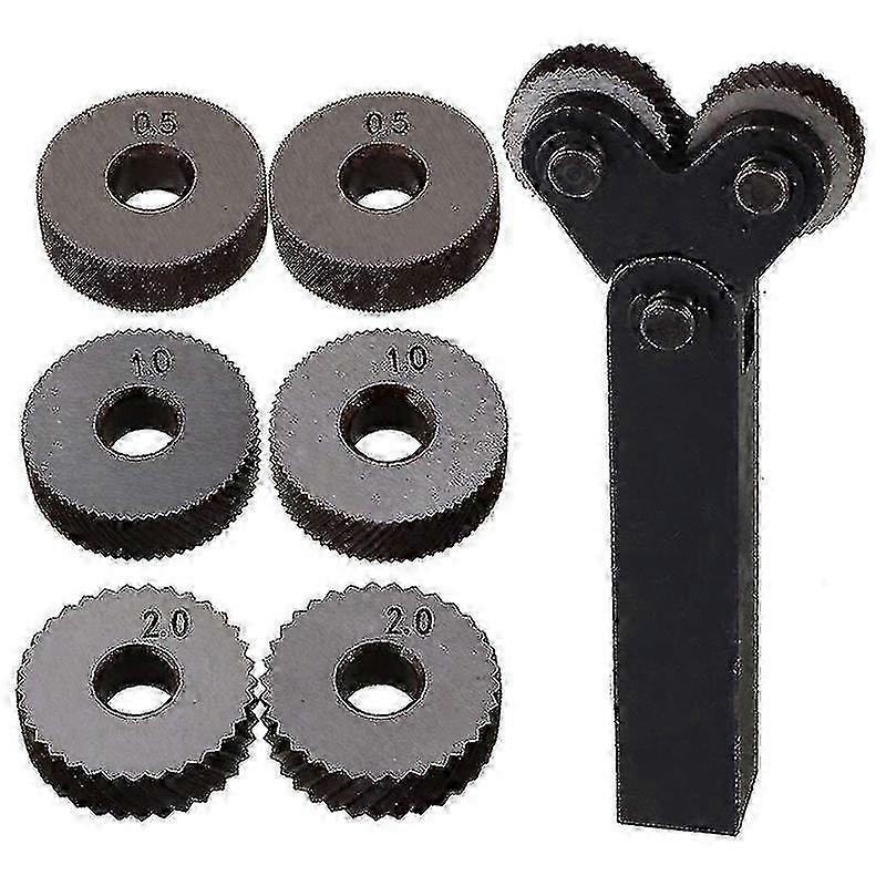 Double-wheel Knurling Tool Set, 7-piece Set, Including 0.5, 1, 2mm Rollers