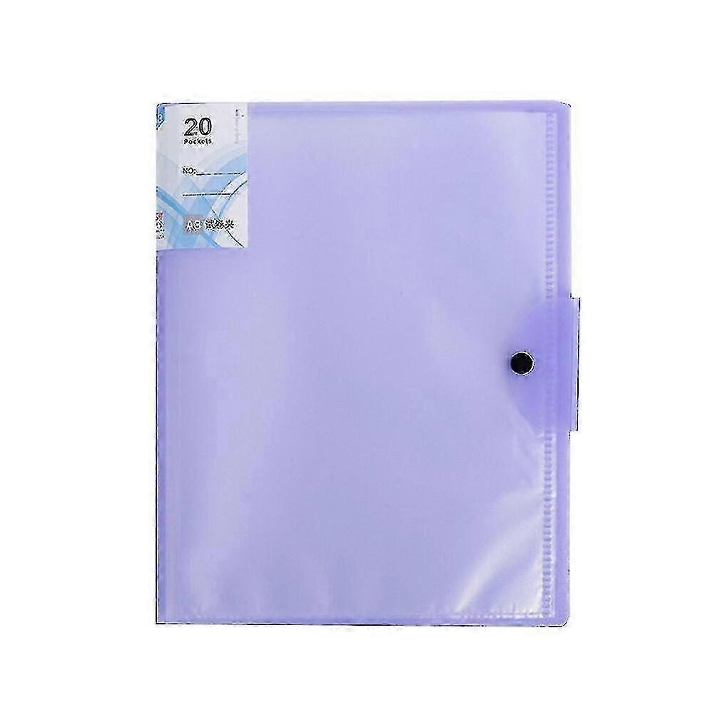 20 Pages Transparent File Folder Examination Paper Storage Clip For A3 Report Display Cover Organizer Binder (purple)