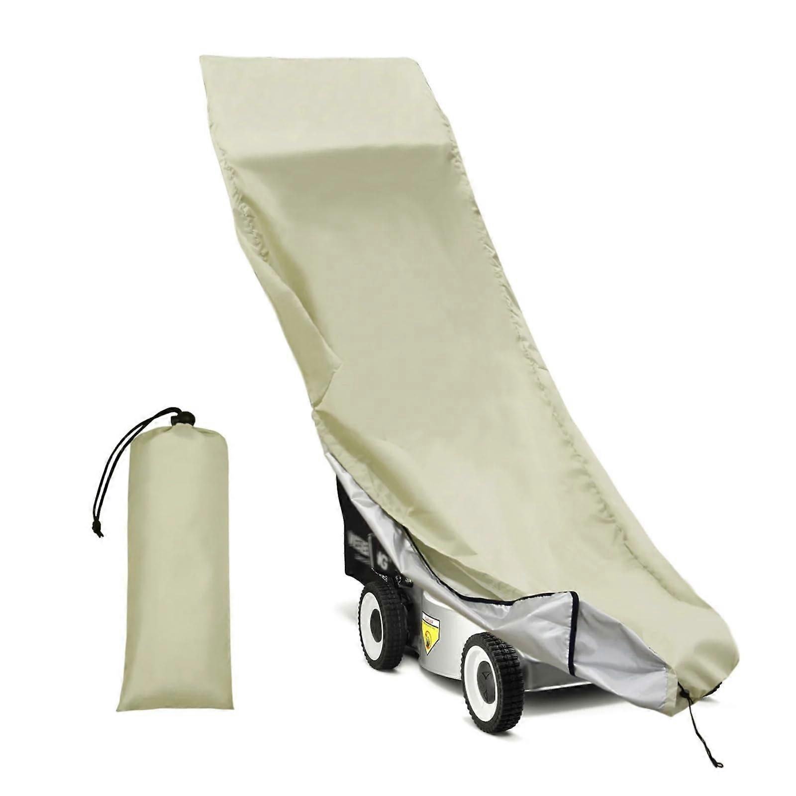 Waterproof Lawn Mower Cover with UV Protection, Windproof Drawstring, Universal Fit Khaki