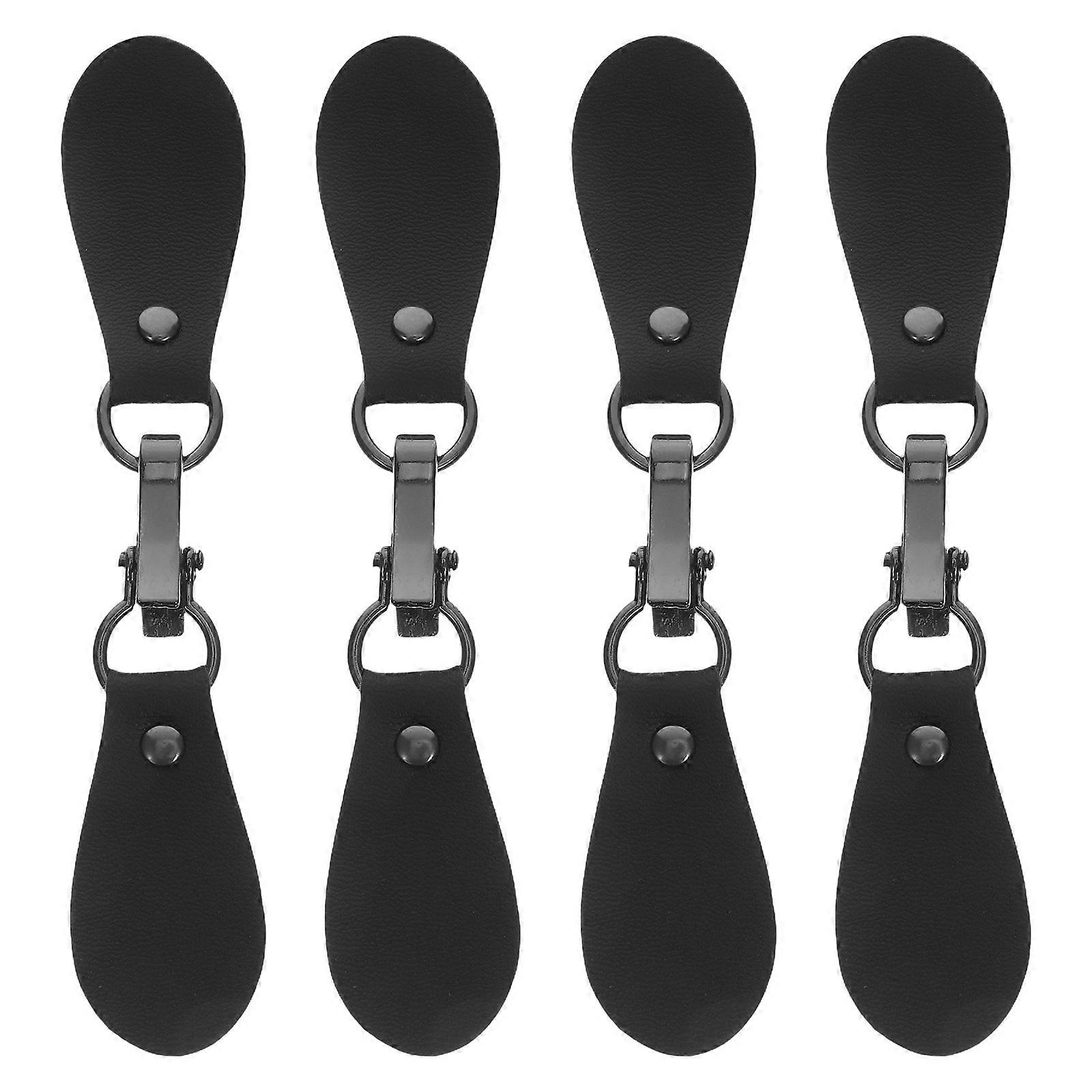Coat Clasps Fashion Metal Buckles Sweaters Jackets Rectangular Black Artificial 4Pcs