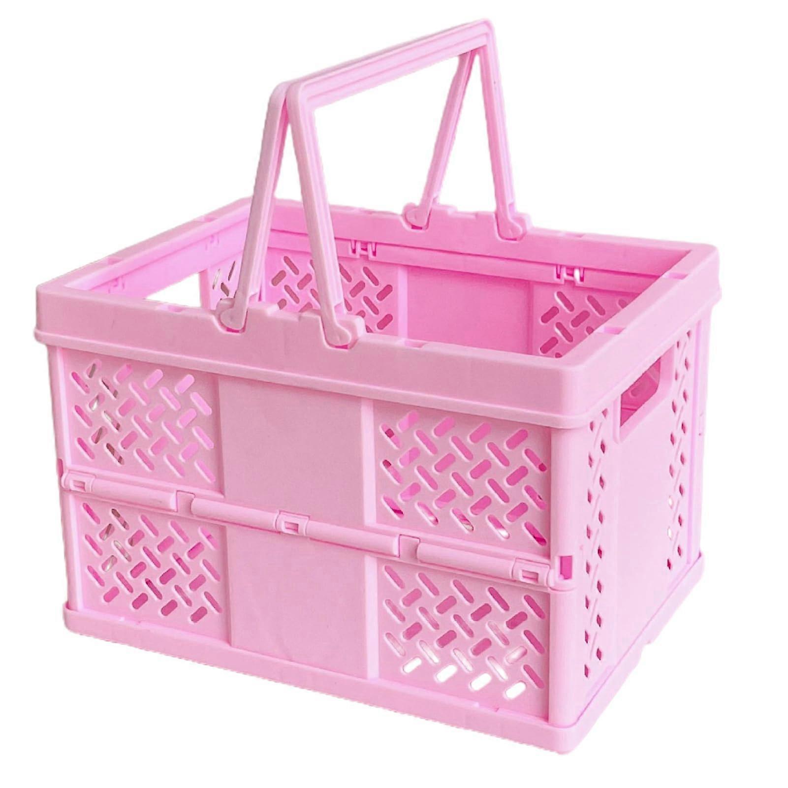 Foldable Laundry Basket with Handles Large Capacity Plastic Hamper for Clothes Storage Pink