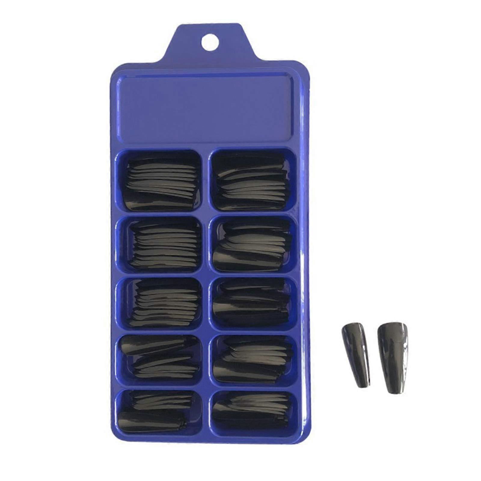 100Pcs Solid Candy Color Full Cover Coffin Fake Nails Set with Storage Box, 10 Sizes