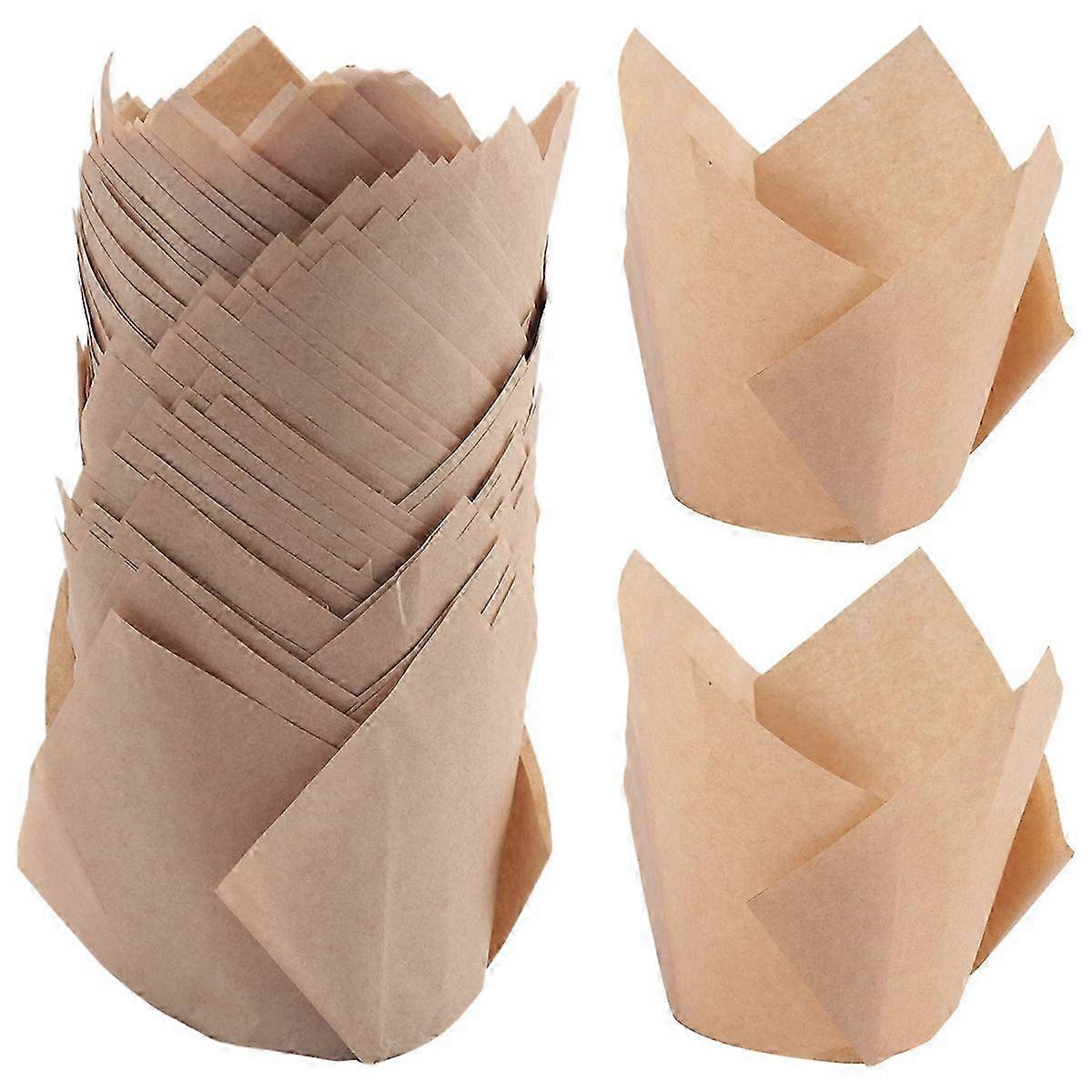 50 Unbleached Tulip Cupcake Liners, Baking Paper Muffin Cups