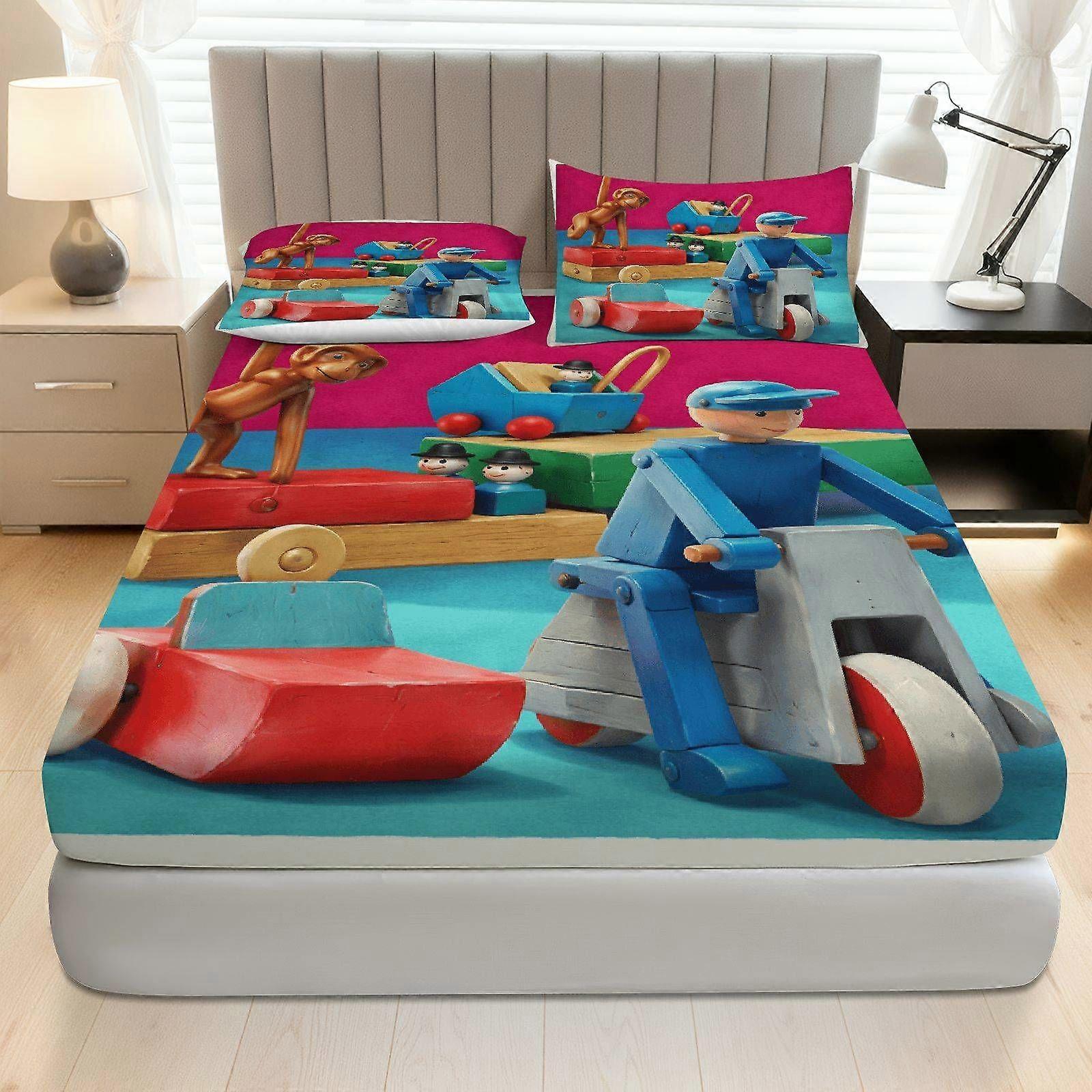 3pcs Colorful Blocks Fitted Sheet Set  Coreless Playful Theme