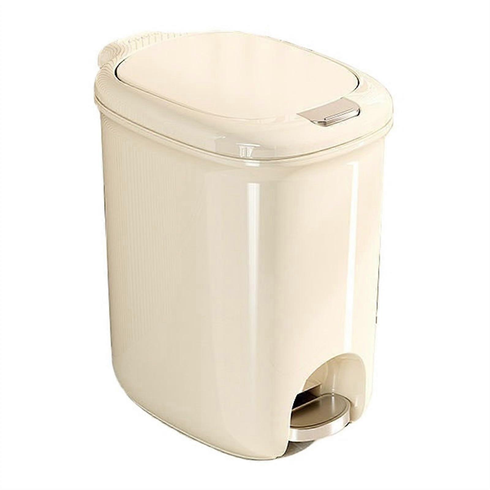 Bathroom Trash Can with Lid, Slim Plastic Garbage Bin with Step Pedal, Odor Isolation, 820L