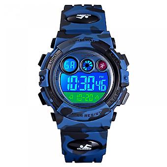 Veeki Kids Digital Sport Watch voor Jongens Meisjes, met 7 Kleurrijke LED Lichtgevende Alarm Stopwatch, Waterdichte Casual Outdoor camouflage Horlogesdonkerblauw