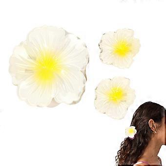 Spinki do włosów z motywem hibiskusa, białe, 3 sztuki, tropikalne kwiatowe akcesoria do włosów dla kobiet, antypoślizgowy uchwyt