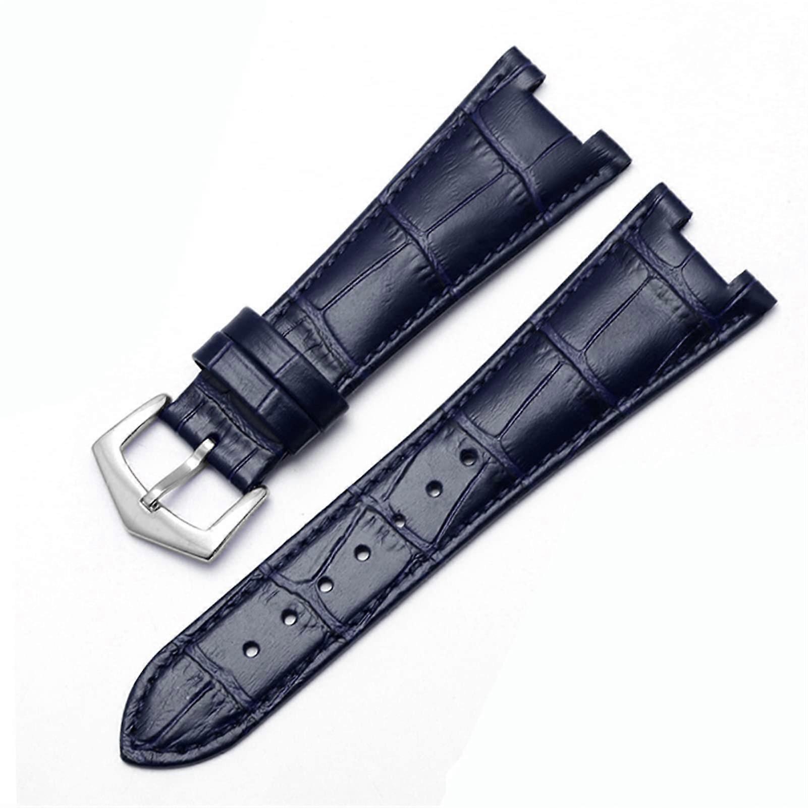 Leather Bluesilver 25mm12mm Replacement Watch Strap for Patek Philippe Nautilus