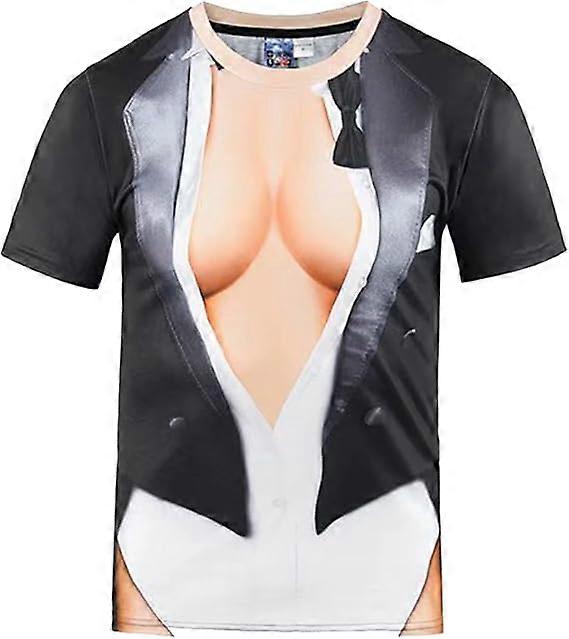 Men's 3D Muscle Print T-Shirt Novelty Short Sleeve Crewneck Top Funny Casual Trendy Tees