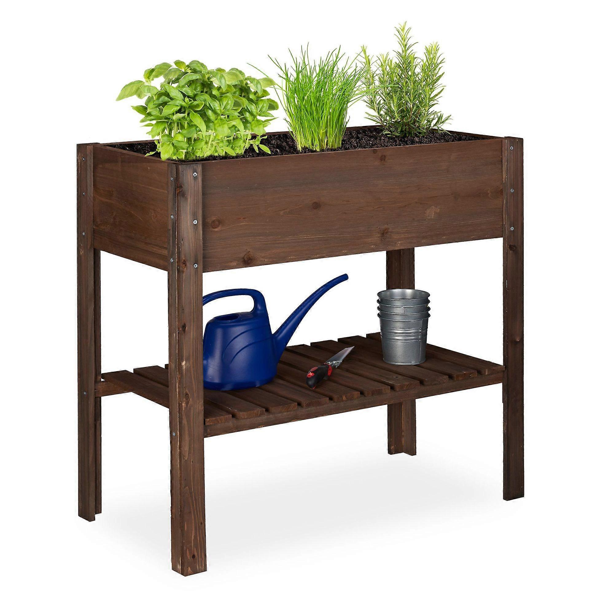 Dark wood flower table