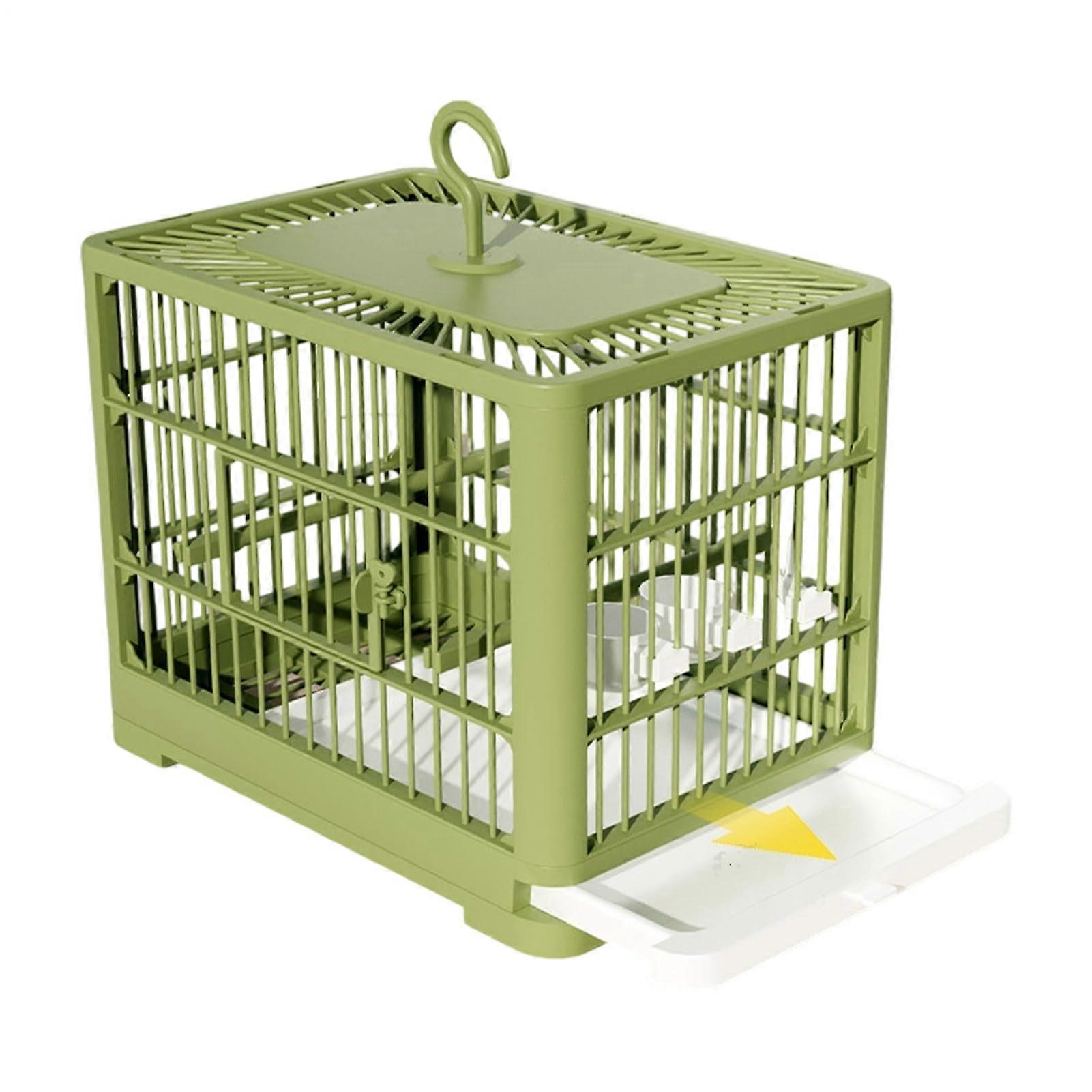 Foldable Bird Cage with Pull Out Tray for Parakeets and Cockatiels, Spacious Flight Space, Green