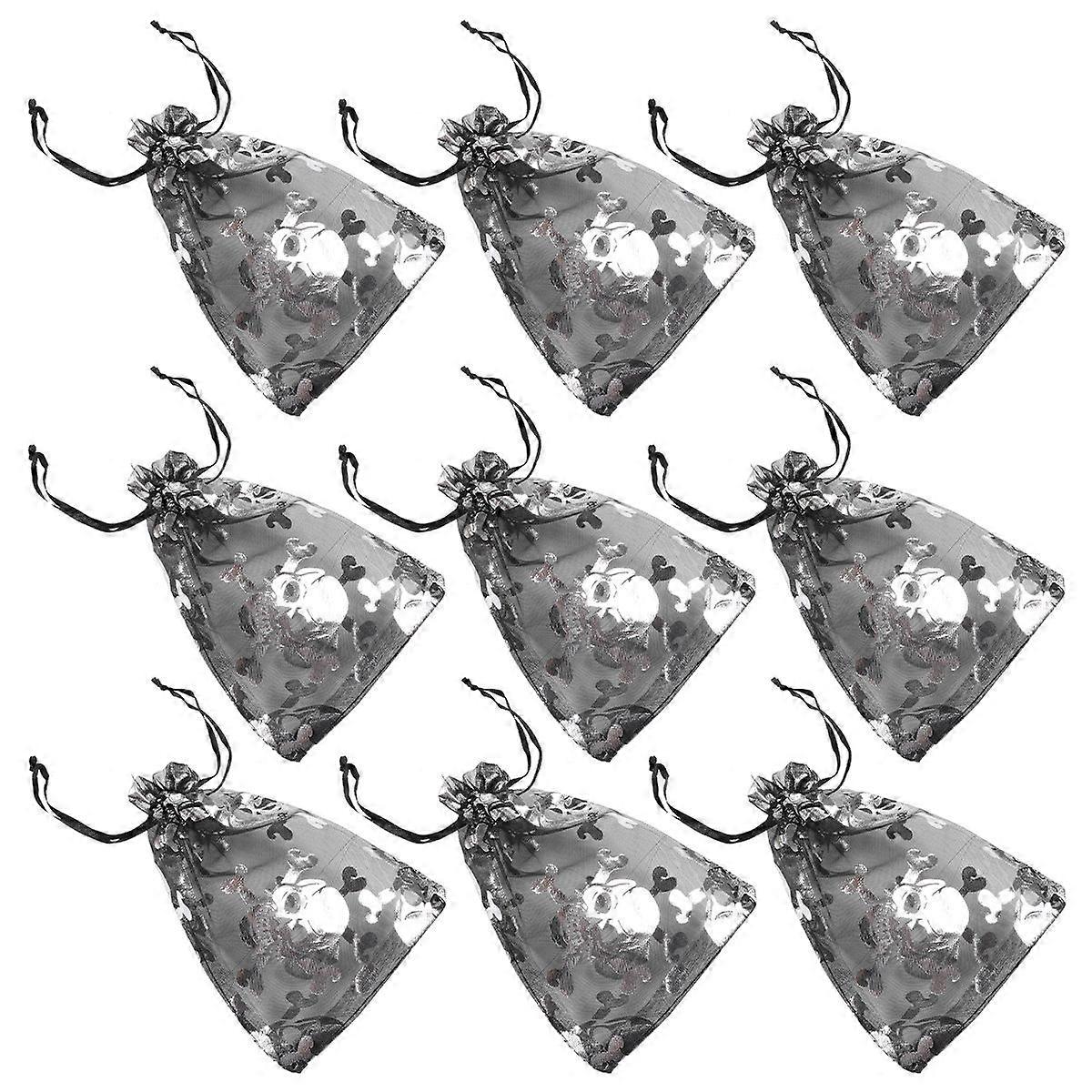 Halloween Gift Pouch for Storage 100Pcs Dark Grey Candy Drawstring Bags