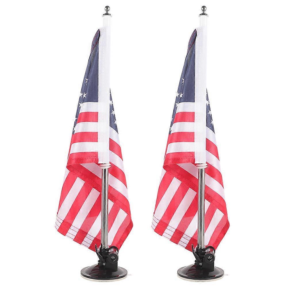 Car Flagpole Mounting Base with Suction Cup for 2Sets Vehicle Flags