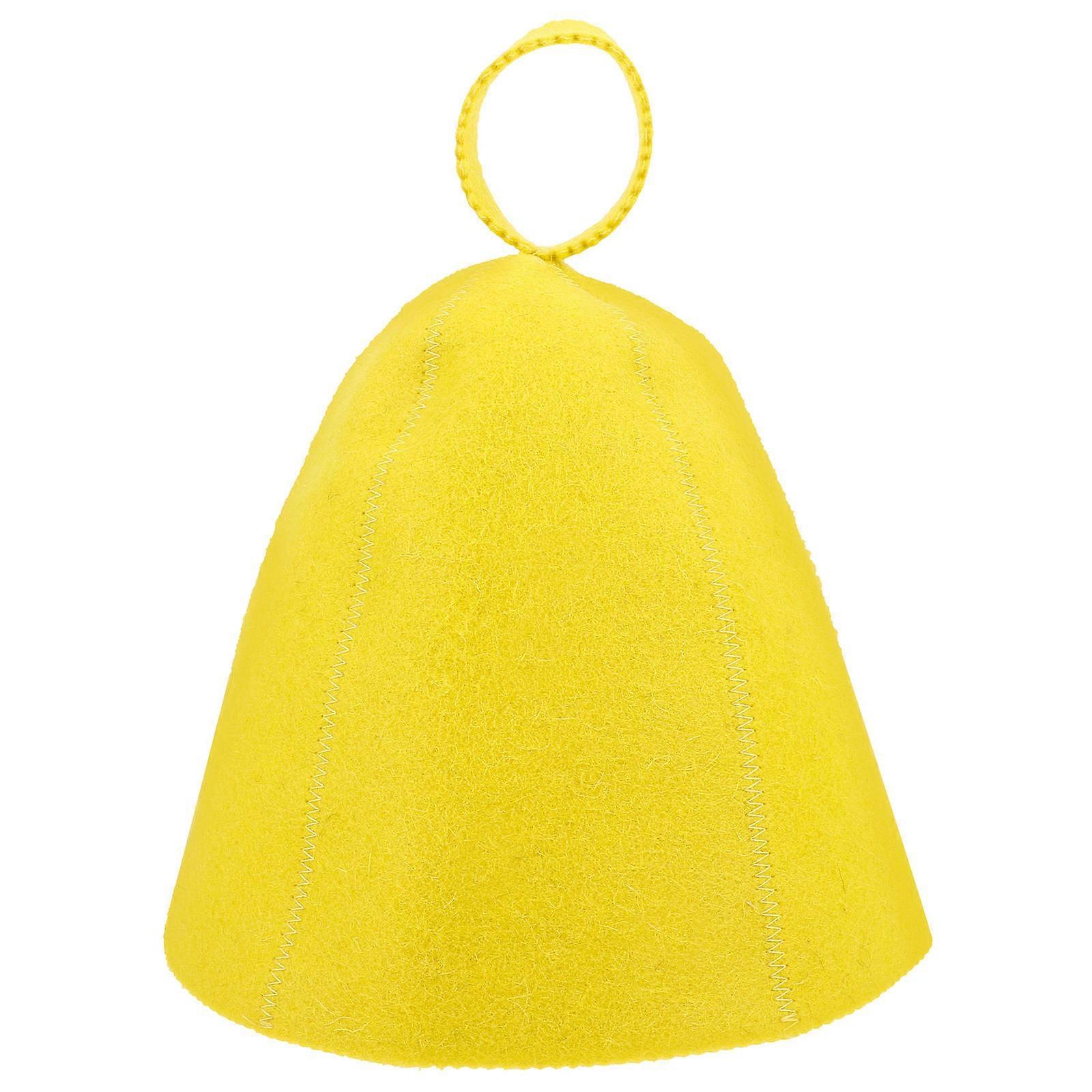 Felt Sauna Hat Yellow Color for Bathing Comfortable Breathable Sauna Cap
