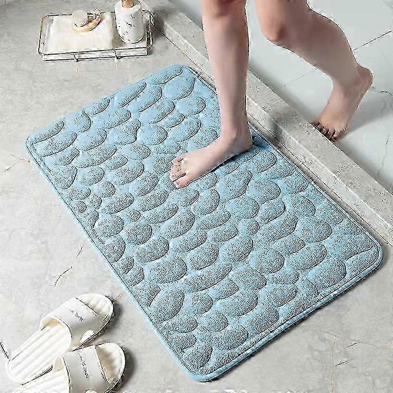 Cobblestone Embossed Bathroom Bath Mat Non-slip Carpets Memory Foam Pad