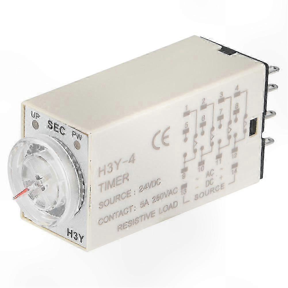 14-Pin Delay Timer Switch with Pointer Control, 24VDC Time Relay for 60-Second Operation