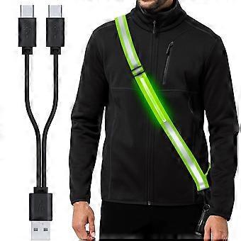 Ceinture réfléchissante LED ajustable pour la marche, la course à pied, le jogging et le cyclisme nocturnes – Compatible avec toutes les tailles