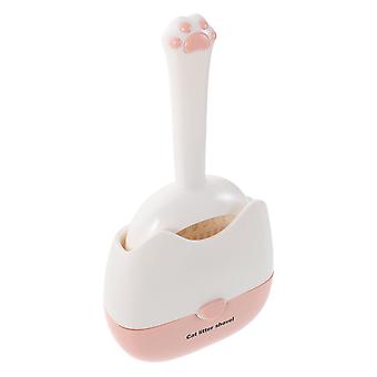 Wall Mounted Cat Litter Scoop with Holder, Dual Gap Design, Fine Mesh Sifting, Pink Plastic