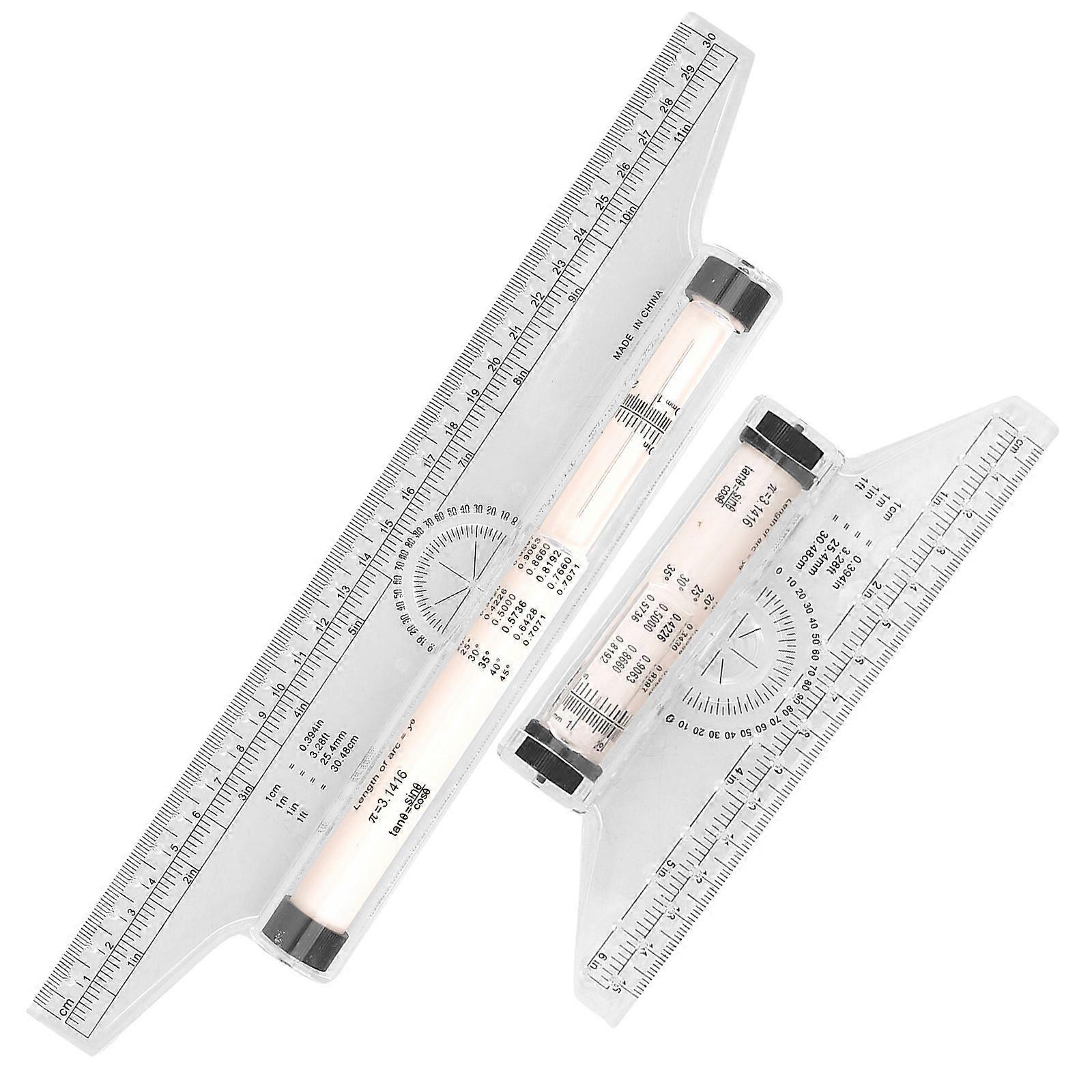 2pcs Multi-purpose Drawing Ruler Engineers Rolling Ruler Portable Measuring Tool