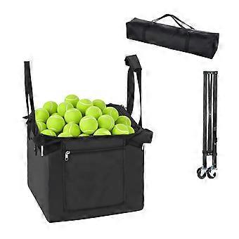Tennispallon säiliö, tilaa 120 tennispallolle, kokoontaitettava pickleball-korikärry pyörillä, kevyt alumiiniseos