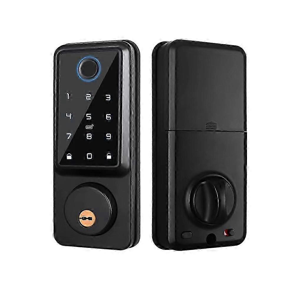 TTlock Auto Smart Deadbolt Lock, Remote Control, Fingerprint, Digital Code, Electronic Deadbolt Lock with Door Sensor, Black
