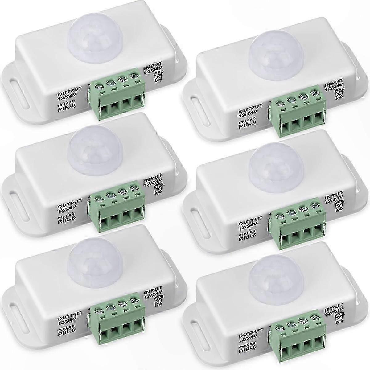 6-Pack PIR Motion Sensor for LED Lights, 12V-24V-Compatible Motion Detector