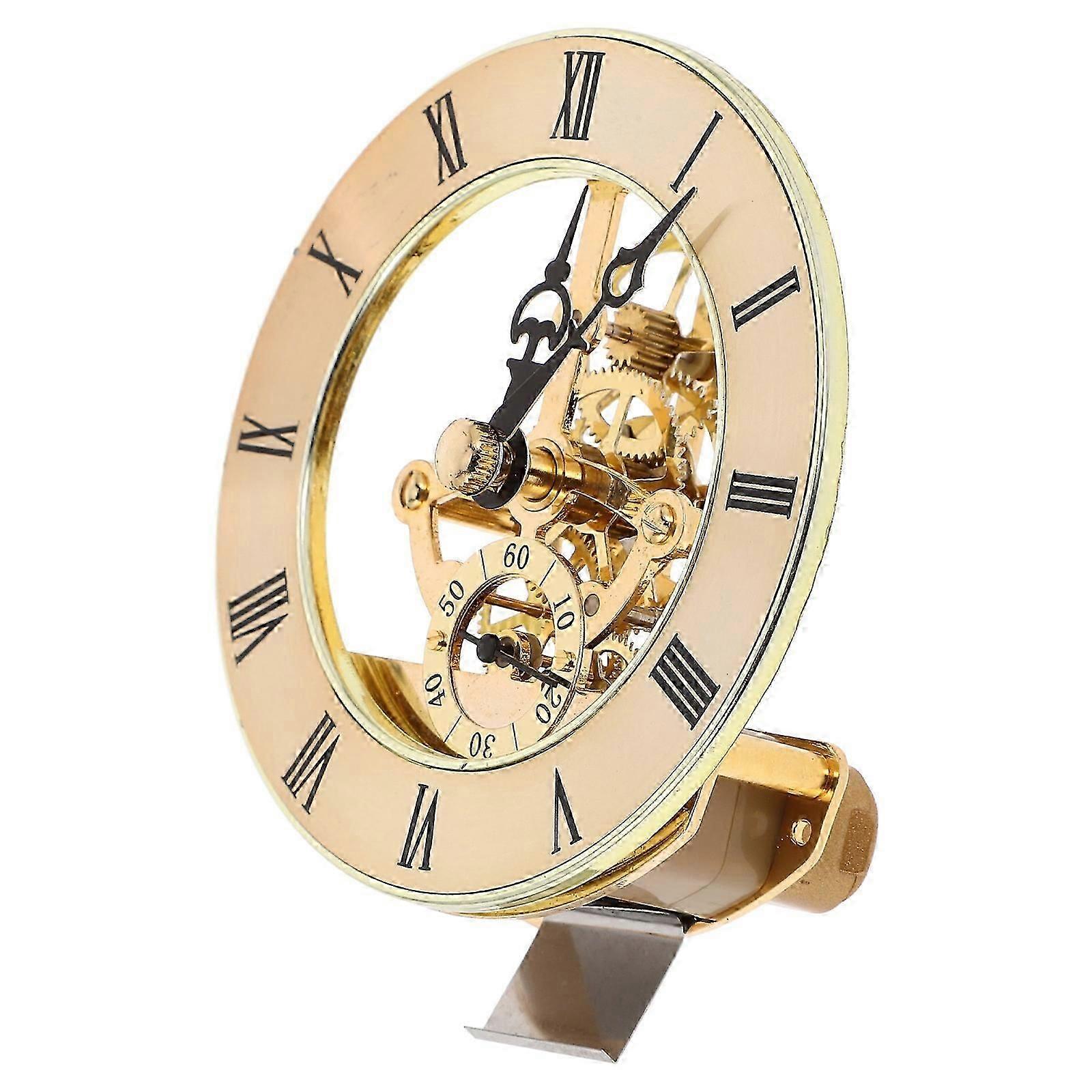 Golden Clock Inserts Round Globe Clock Movement Roman Numerals