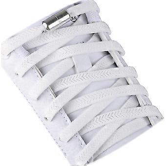 2 Paar weiße flache elastische Schnürsenkel mit Metallschnallen, elastische kabellose Schnürsenkel für Kinder und Erwachsene, Sportschnürsenkel für alle Schuhe