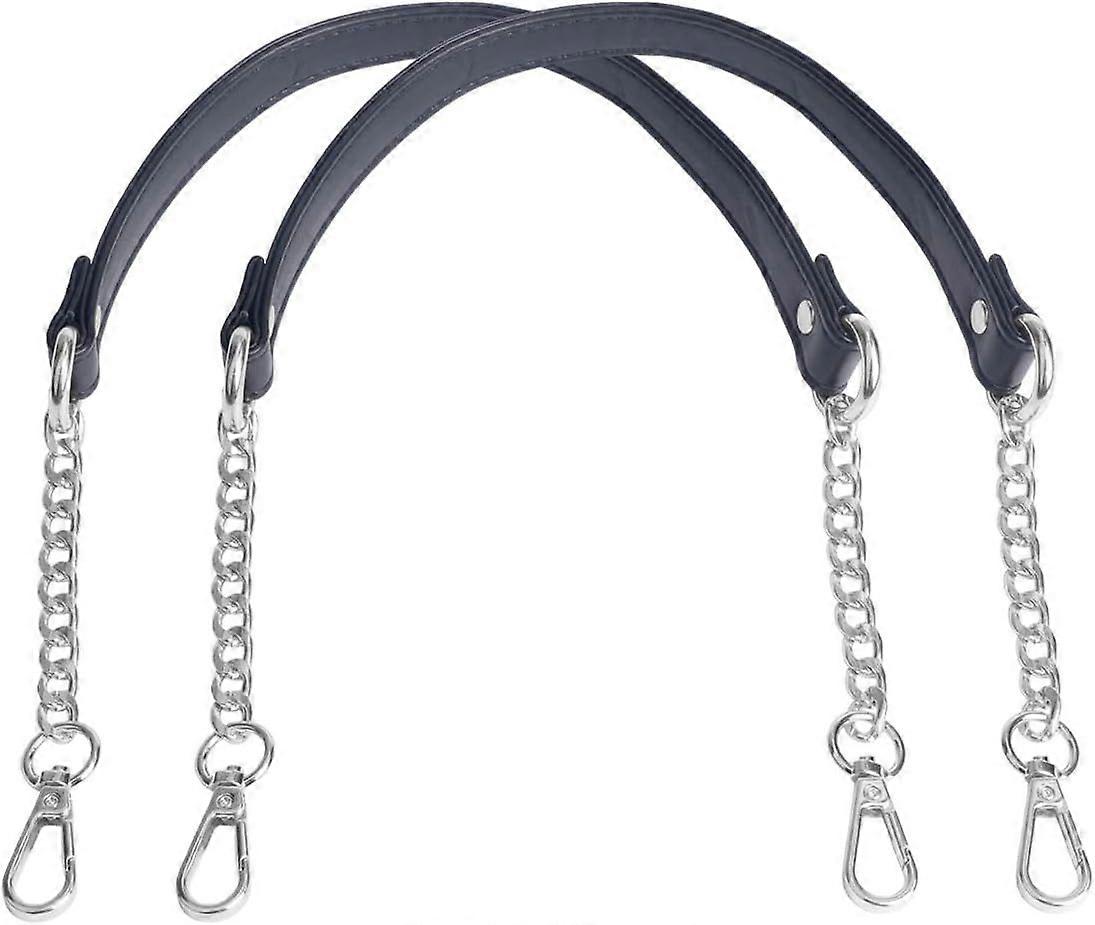 Dww-2 Women's Microfiber Leather Handbag Chains Black/Silver 60cm