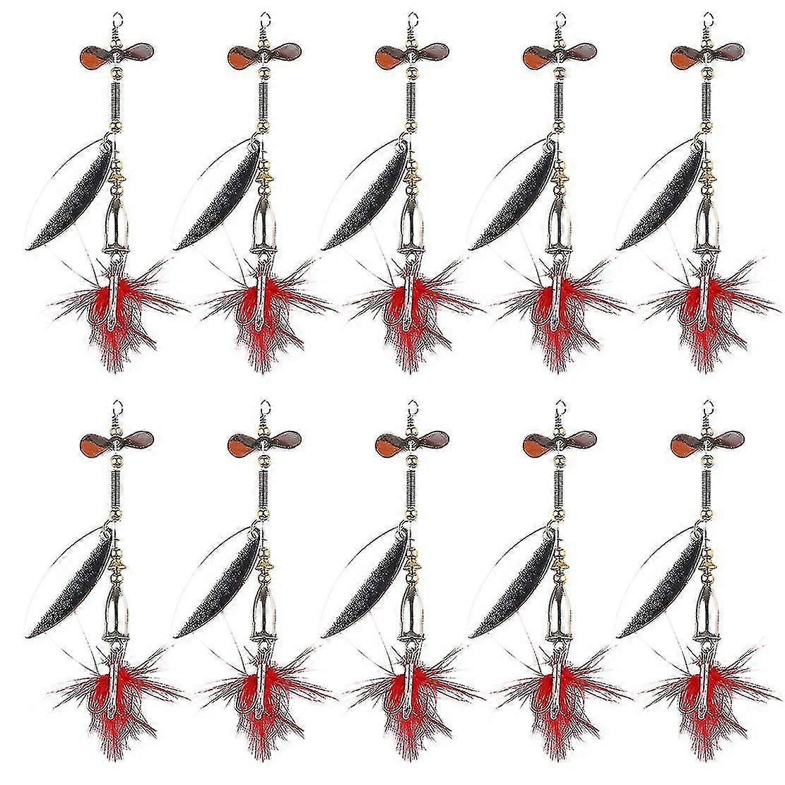 10pcs / set Angelköder 8.2cm 7g Spinner Metallköder Bass Hecht Köder