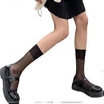 1 Paire Femmes Chaussettes Longues Lolita Maille Ultra-mince Transparent Match Jupe Couleur Unie Japonais Collège Style Mid Tube Chaussettes Cosplay Vêtements