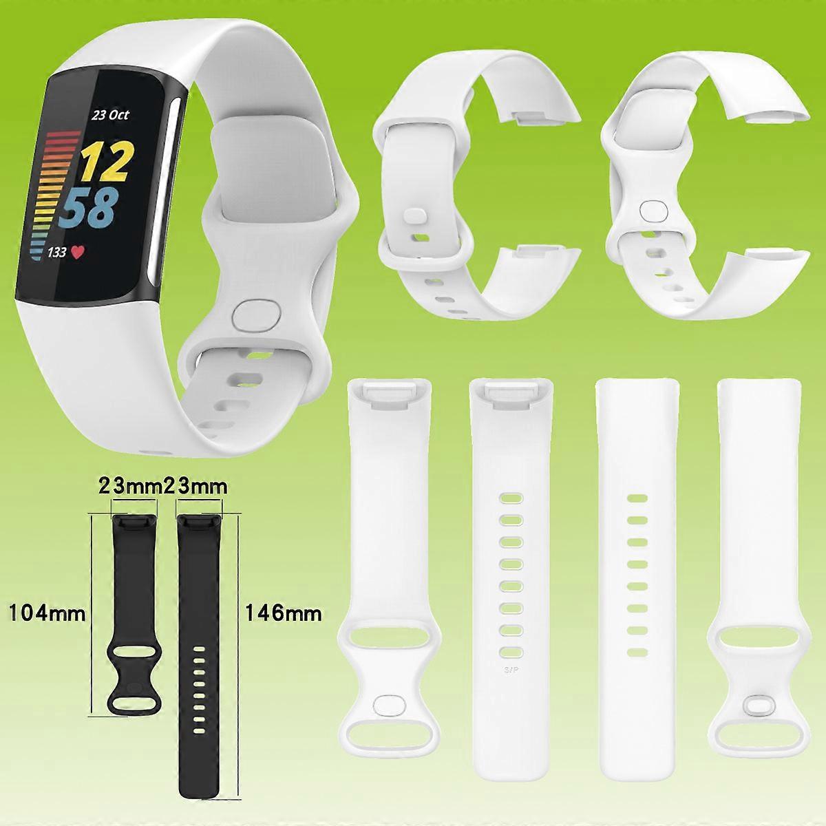 For Fitbit Charge 6 / 5 Plastic / Silicone Watch Smart Sport Band White S: S