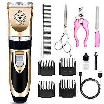 Cortadoras de peluquería para perros para mascotas: cortadoras inalámbricas para mascotas recargables de bajo ruido, kit de aseo profesional para recortadoras de pelo de perro con 4 peines guía y limpieza B