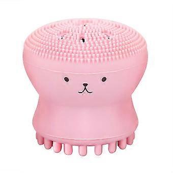 Silikon-Duschbürste mit Oktopusgriff für sanftes Peeling und tägliche Reinigung, Farbe: Rosa