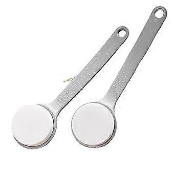 Long Handle Back Scrubber Set of 2 with DualSided Bath Brush for Shower and Gentle Exfoliation, Gray