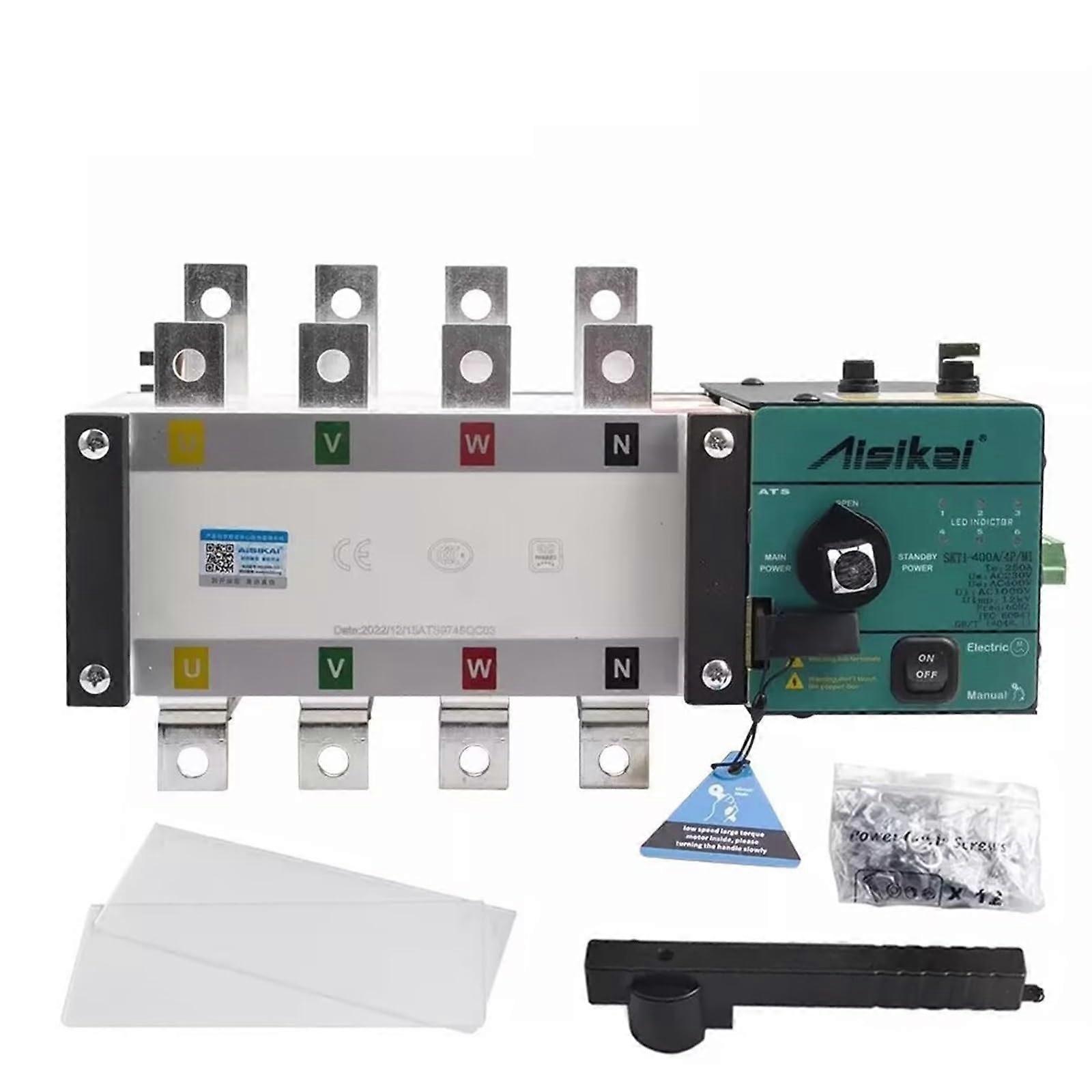 400A 4P Automatic Transfer Switch for Generator, Three Phase, AC220V, Continuous Power Supply
