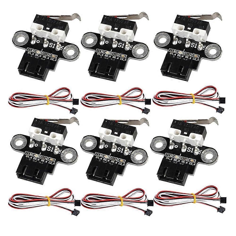6pcs 3D Printer Horizontal Mechanical Limit Switch Module Miniature Limit Switch 3 Pins with 1m Cables