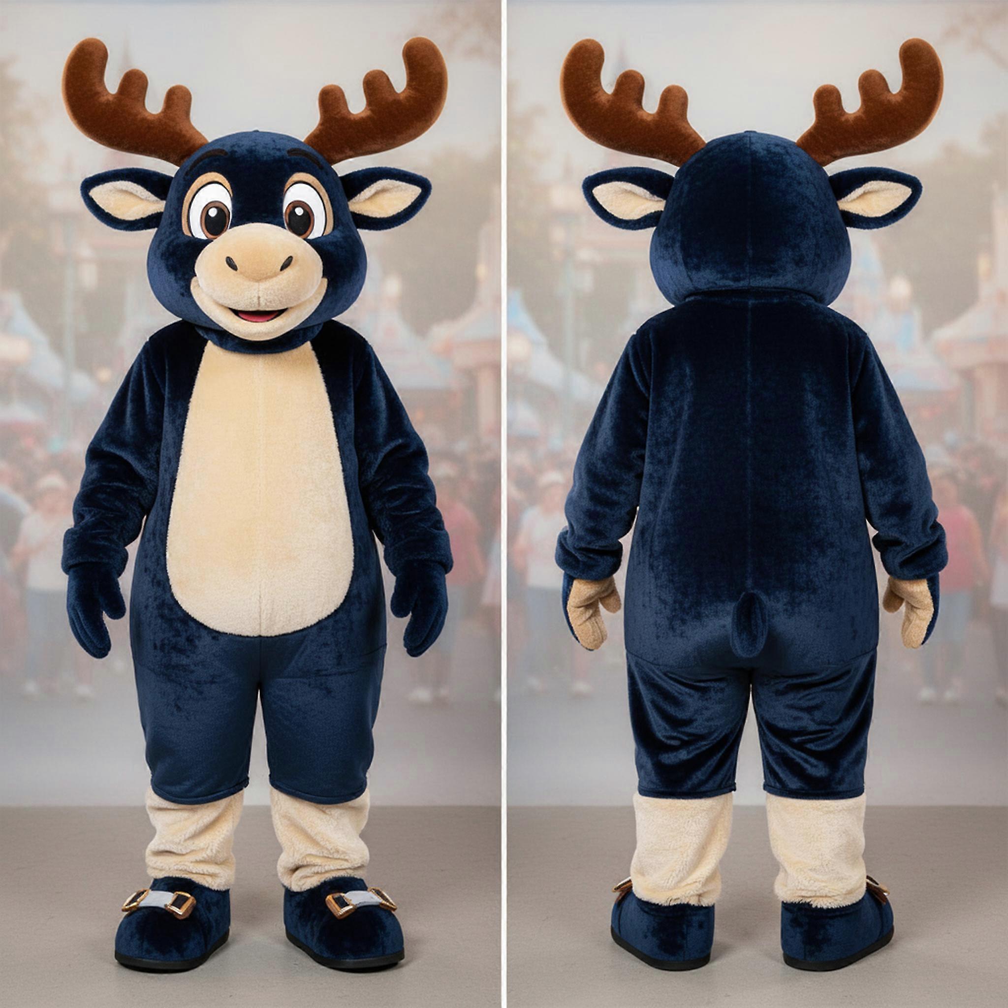 MASTICOT Navy Padded Cartoon Elk Mascot